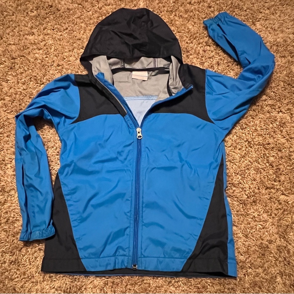 Columbia Boys Black and Blue Windbreaker Packable Jacket